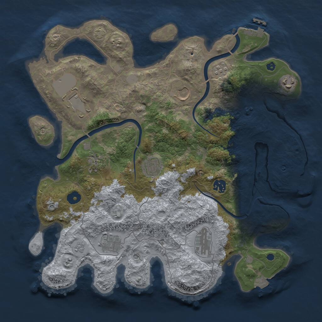 Rust Map: Procedural Map, Size: 3650, Seed: 60418695, 15 Monuments