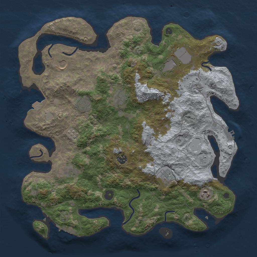Rust Map: Procedural Map, Size: 3950, Seed: 96043340, 18 Monuments
