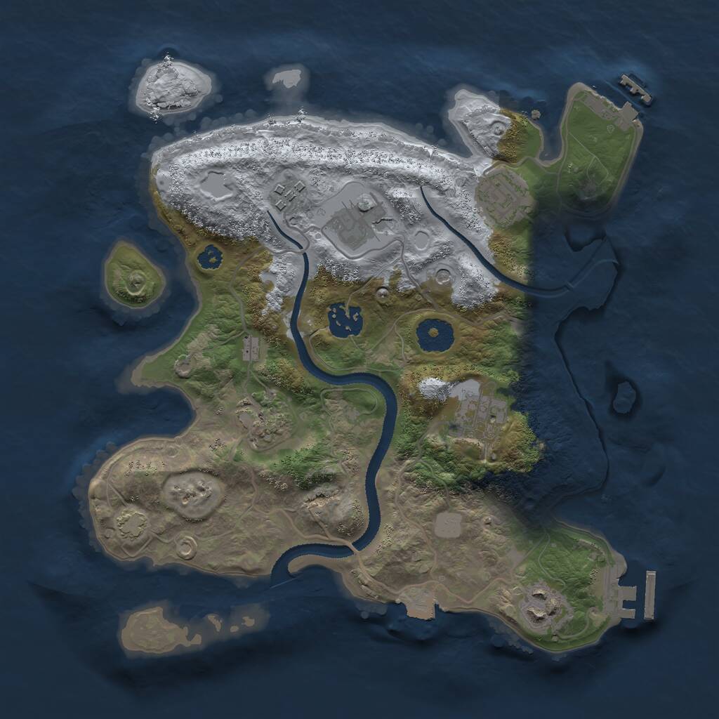 Rust Map: Procedural Map, Size: 3000, Seed: 1948351811, 12 Monuments