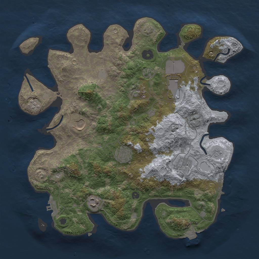 Rust Map: Procedural Map, Size: 3500, Seed: 45181213, 15 Monuments