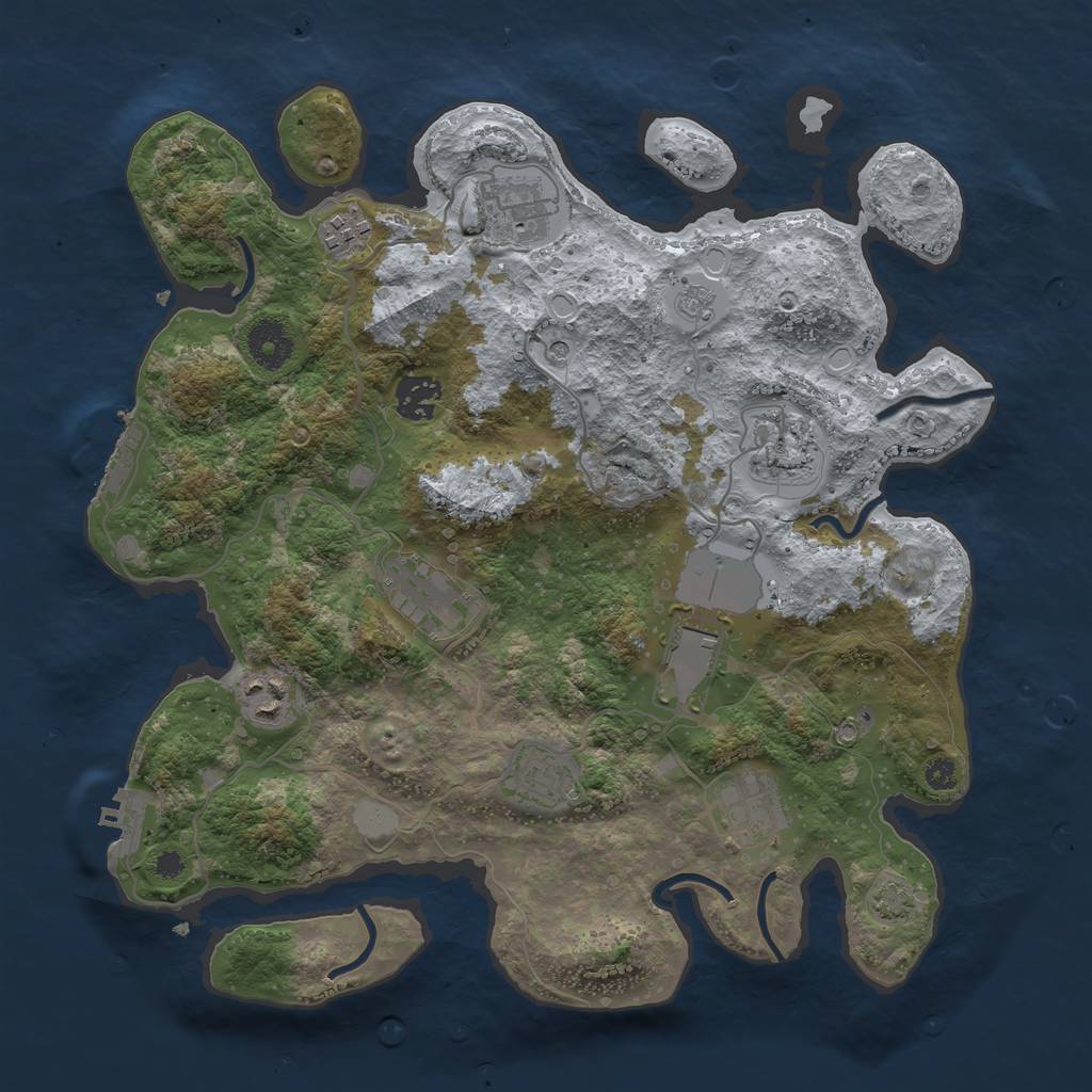 Rust Map: Procedural Map, Size: 3500, Seed: 79252508, 17 Monuments