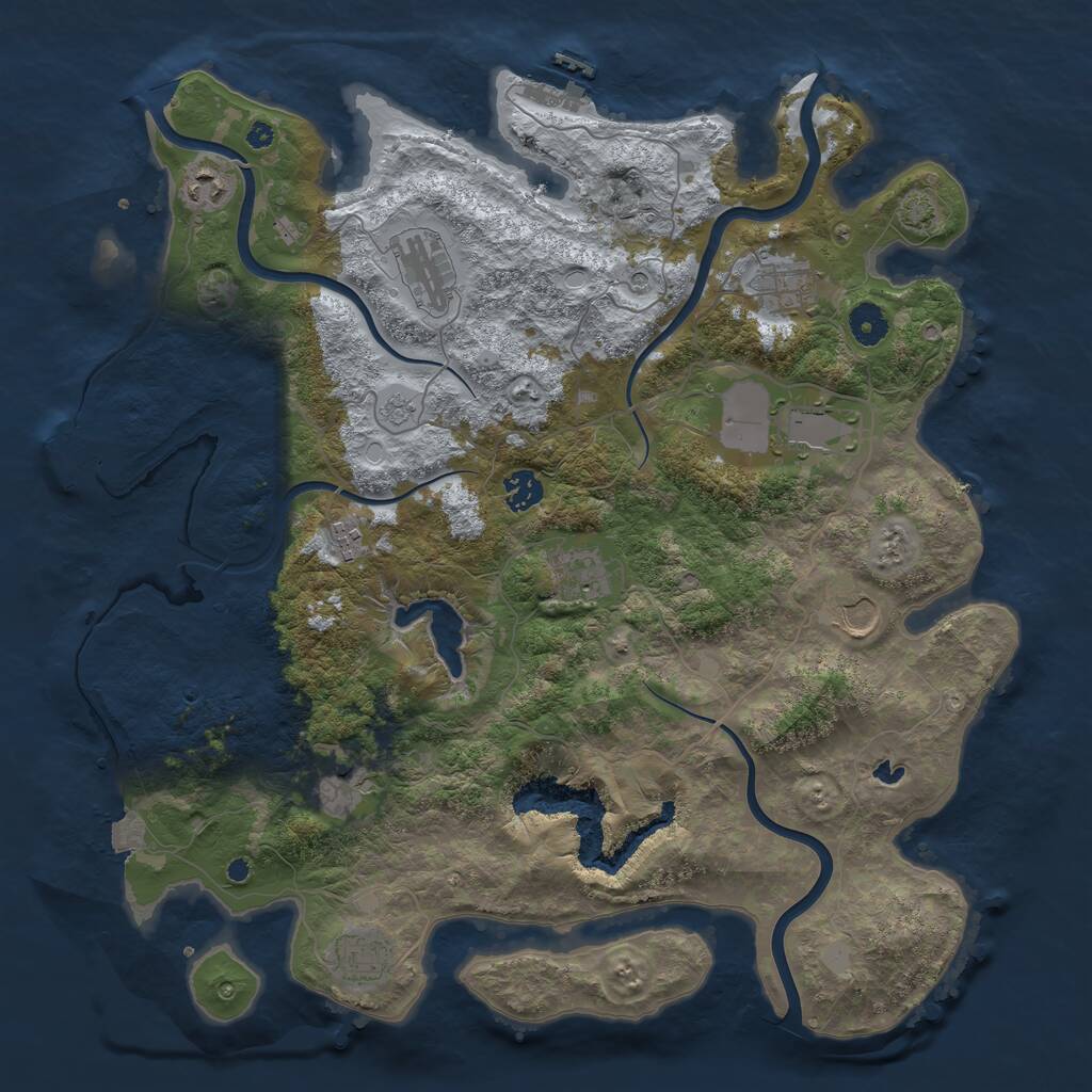 Rust Map: Procedural Map, Size: 4100, Seed: 97228189, 16 Monuments