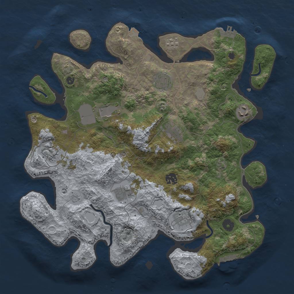 Rust Map: Procedural Map, Size: 3750, Seed: 76471910, 17 Monuments