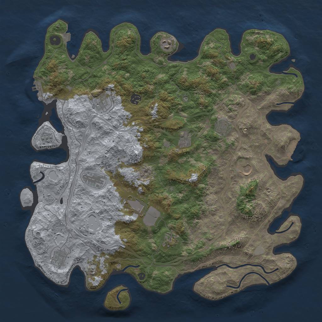 Rust Map: Procedural Map, Size: 4500, Seed: 865348, 19 Monuments