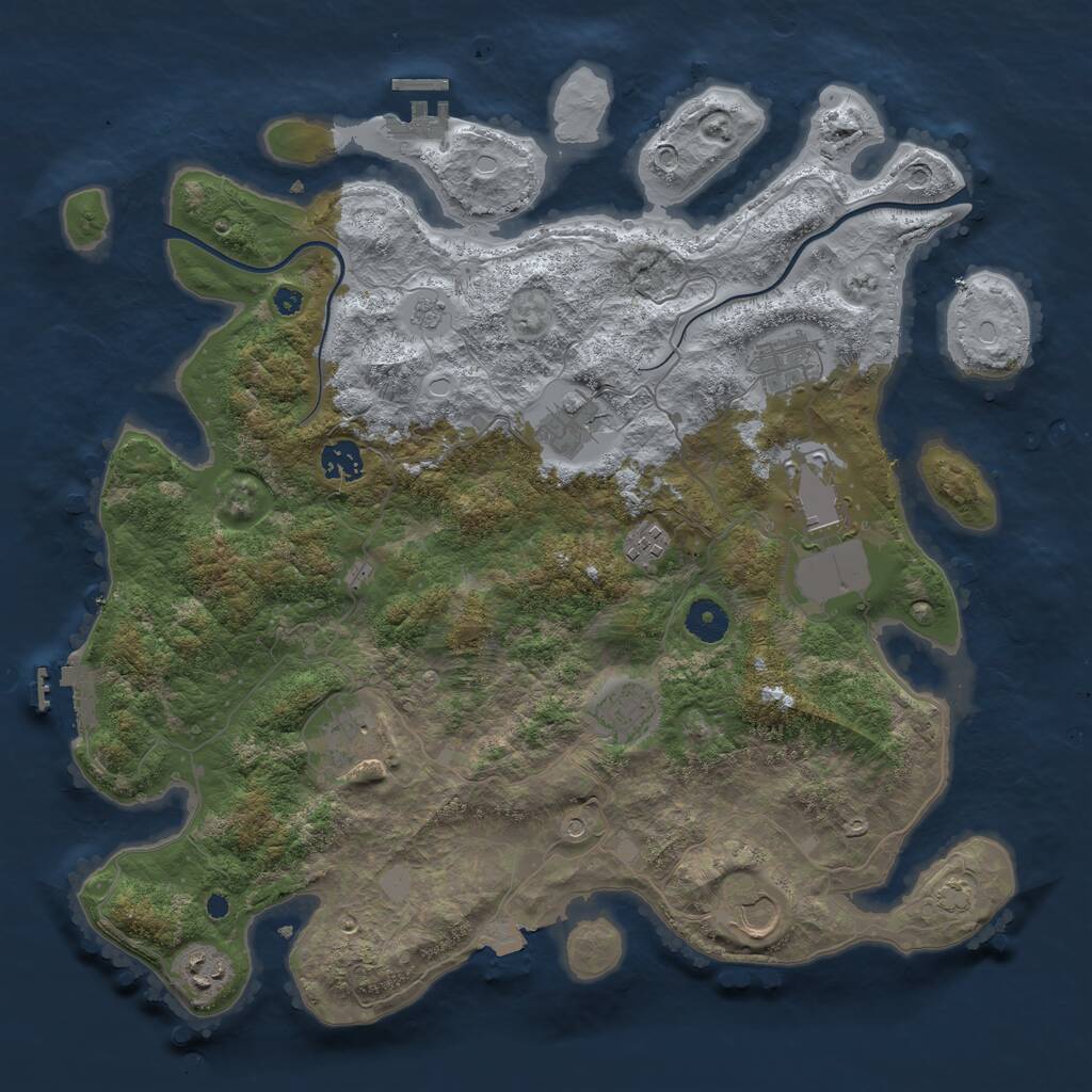 Rust Map: Procedural Map, Size: 3900, Seed: 64229033, 15 Monuments
