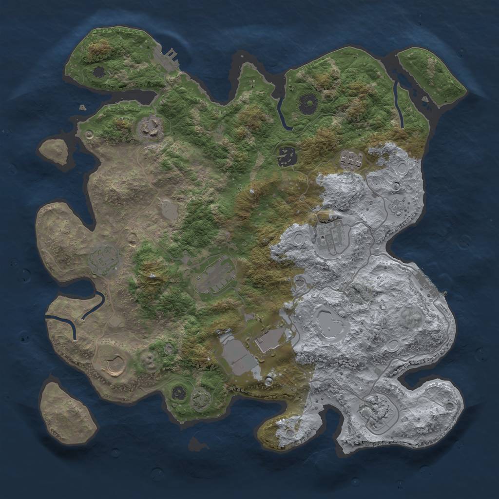 Rust Map: Procedural Map, Size: 3650, Seed: 40603090, 17 Monuments