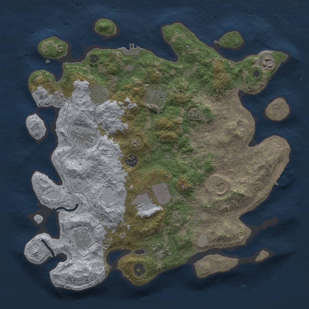 Rust Map: Procedural Map, Size: 3800, Seed: 54684385, 18 Monuments