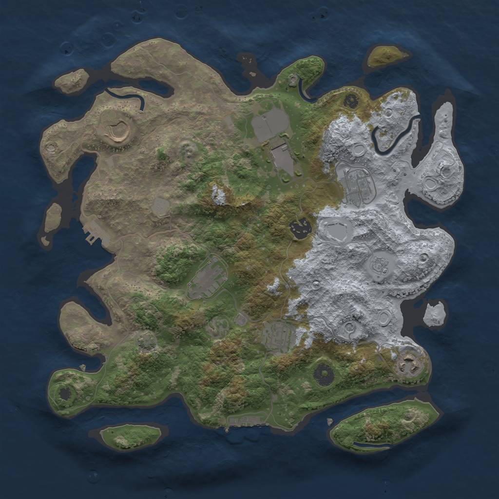Rust Map: Procedural Map, Size: 3550, Seed: 24447822, 15 Monuments