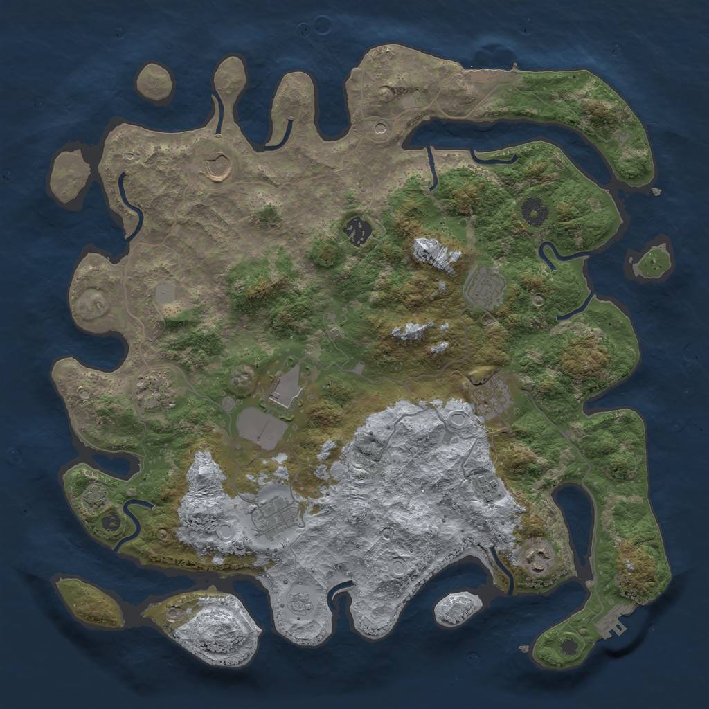Rust Map: Procedural Map, Size: 3900, Seed: 75361906, 17 Monuments