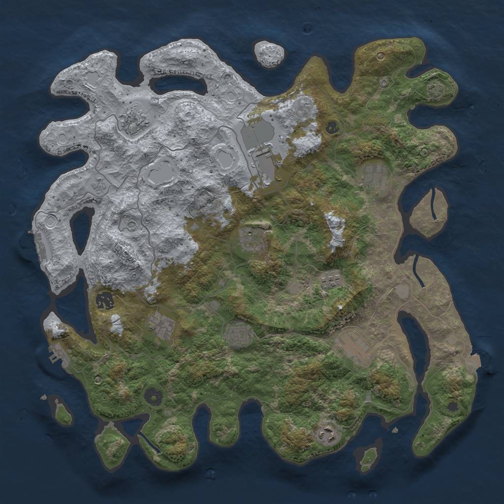 Rust Map: Procedural Map, Size: 4100, Seed: 83081948, 18 Monuments