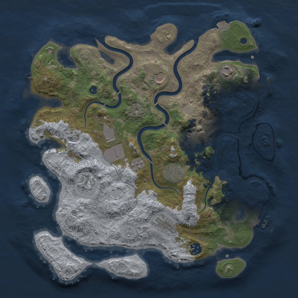Rust Map: Procedural Map, Size: 3700, Seed: 33500117, 15 Monuments