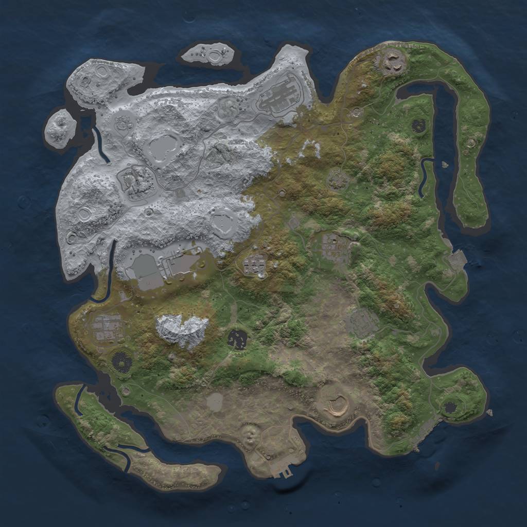 Rust Map: Procedural Map, Size: 3850, Seed: 82480036, 18 Monuments
