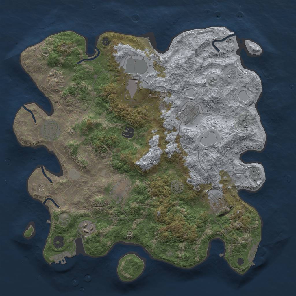 Rust Map: Procedural Map, Size: 3700, Seed: 87740440, 17 Monuments