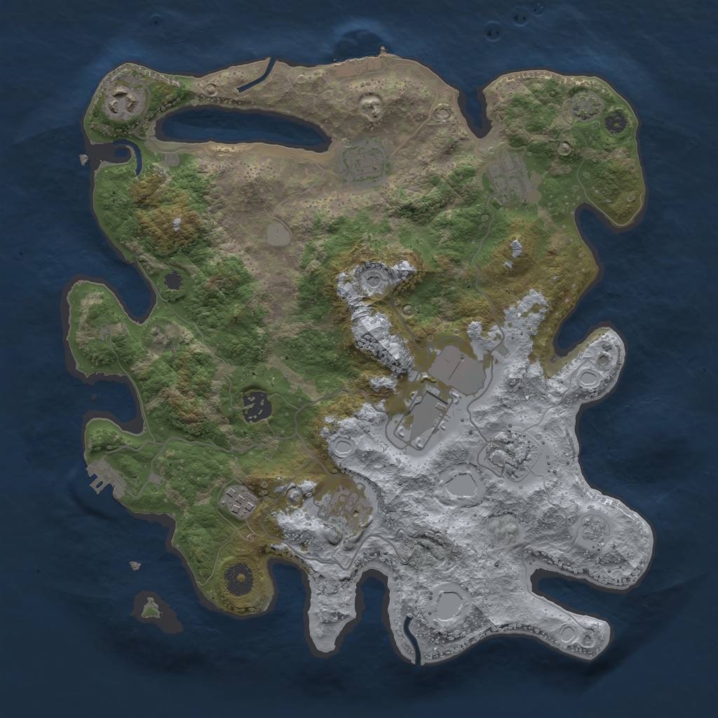Rust Map: Procedural Map, Size: 3500, Seed: 2077080681, 16 Monuments