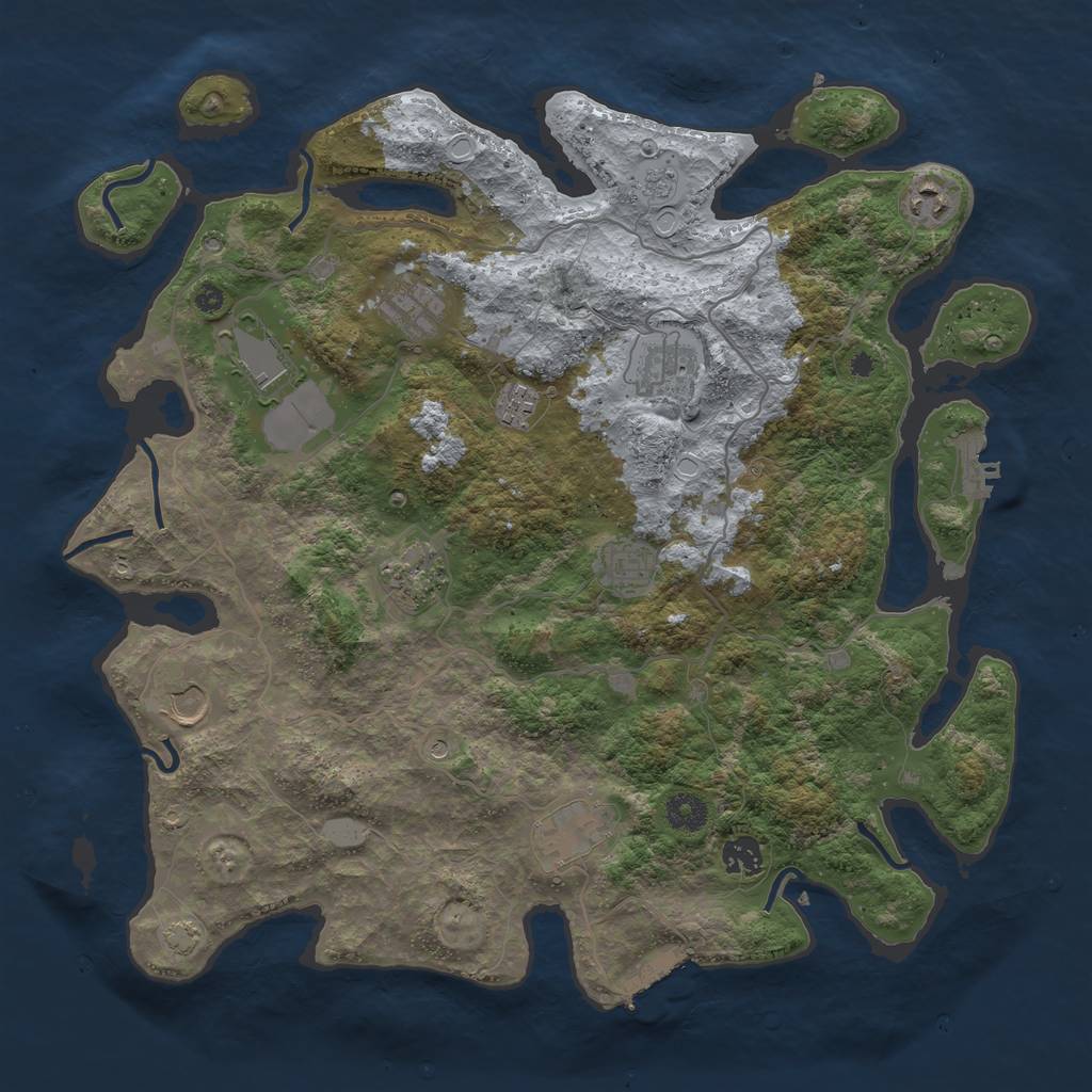 Rust Map: Procedural Map, Size: 4000, Seed: 2875330, 18 Monuments