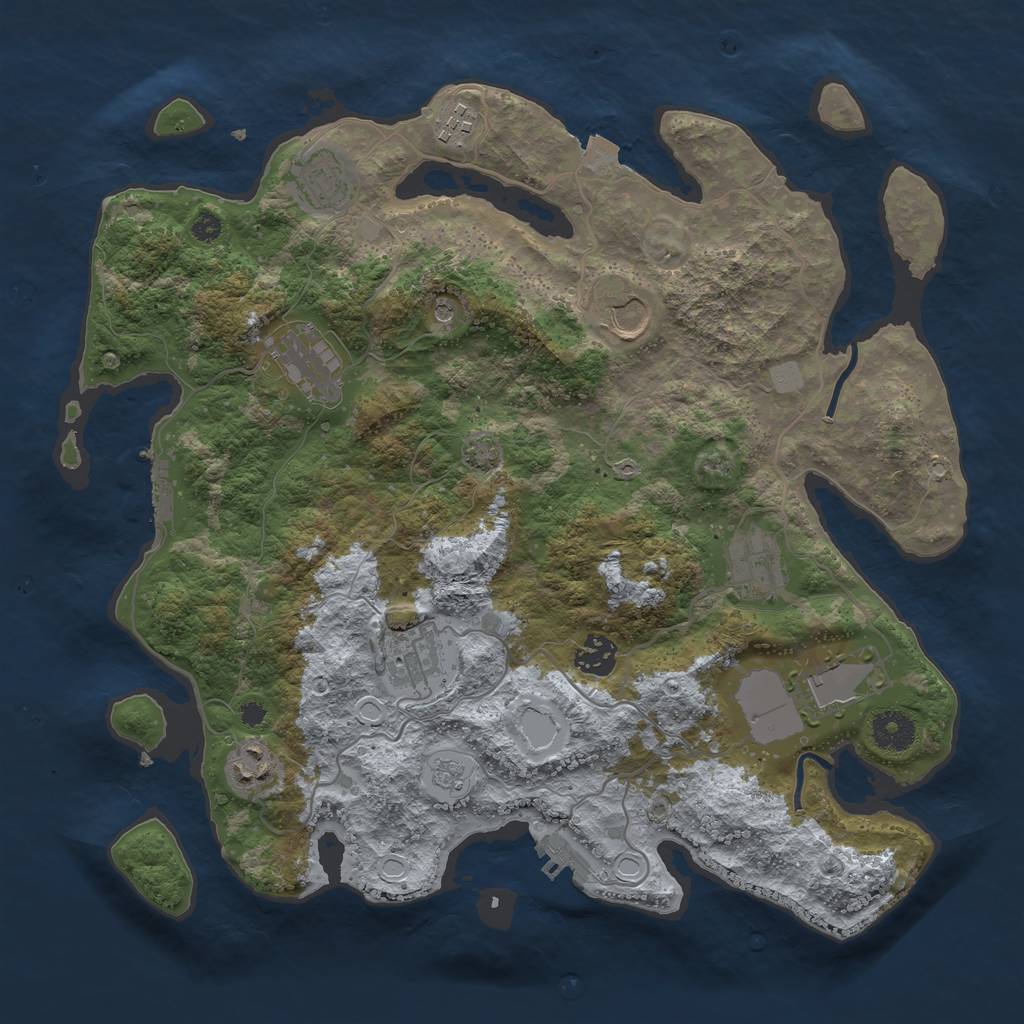 Rust Map: Procedural Map, Size: 3650, Seed: 63823698, 17 Monuments