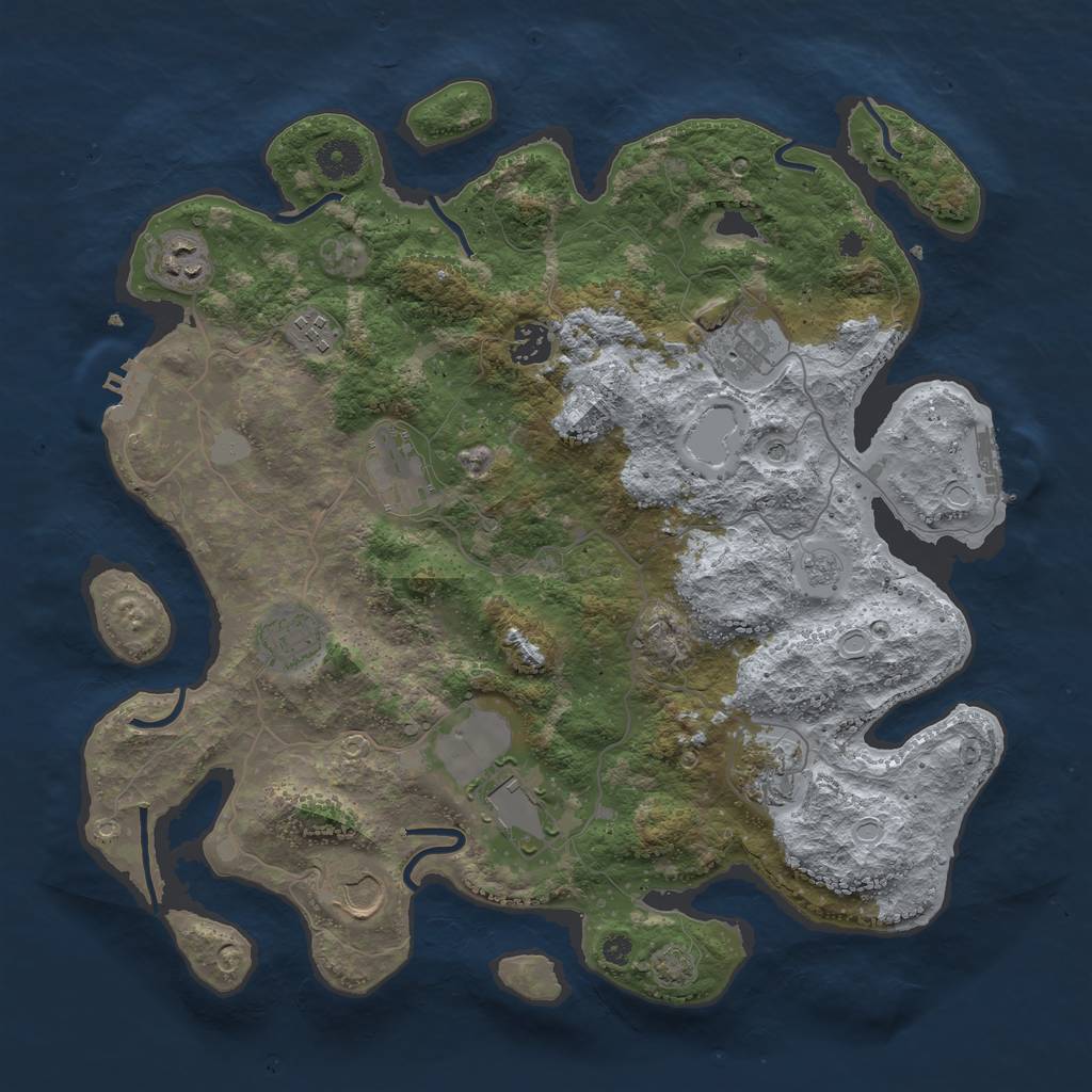 Rust Map: Procedural Map, Size: 3800, Seed: 65207875, 17 Monuments