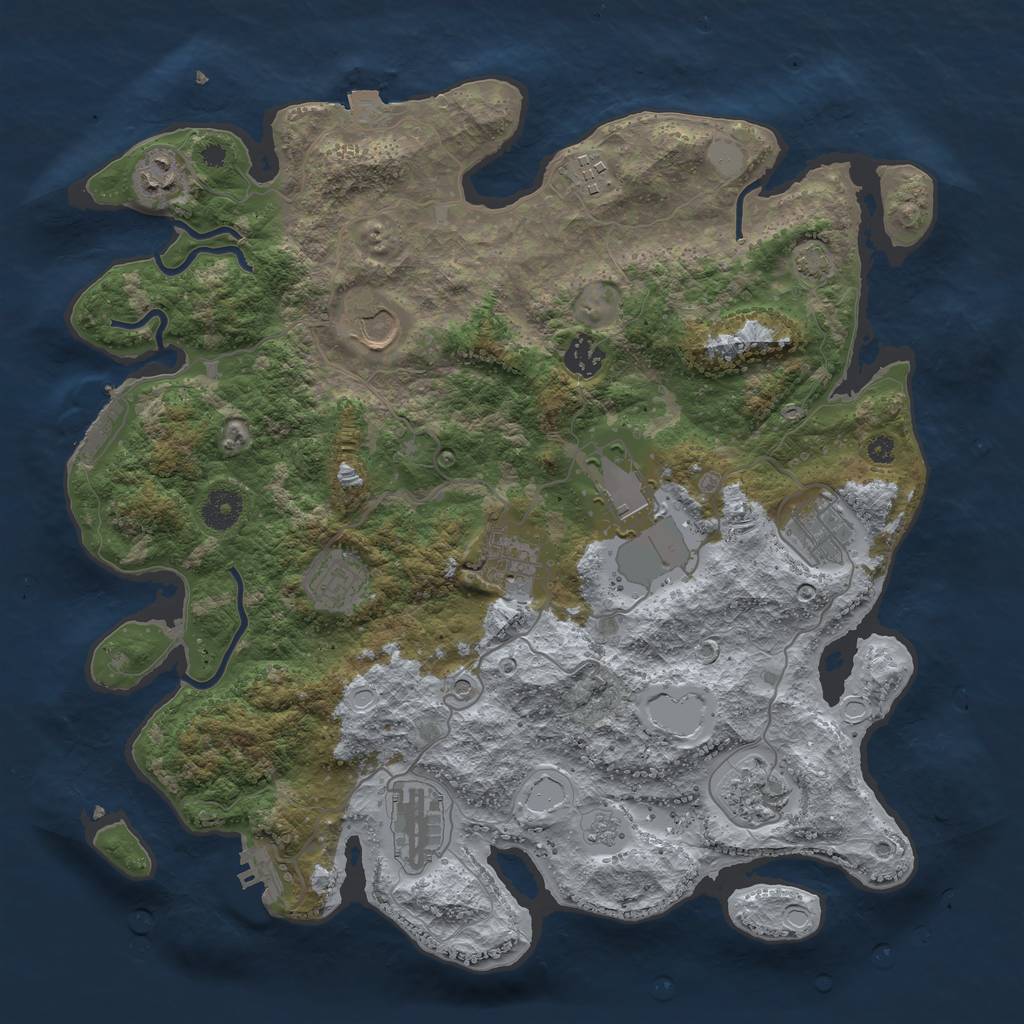 Rust Map: Procedural Map, Size: 3800, Seed: 7282536, 18 Monuments