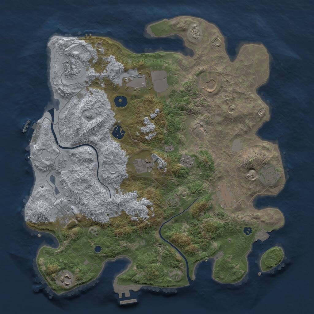 Rust Map: Procedural Map, Size: 3750, Seed: 28064283, 15 Monuments