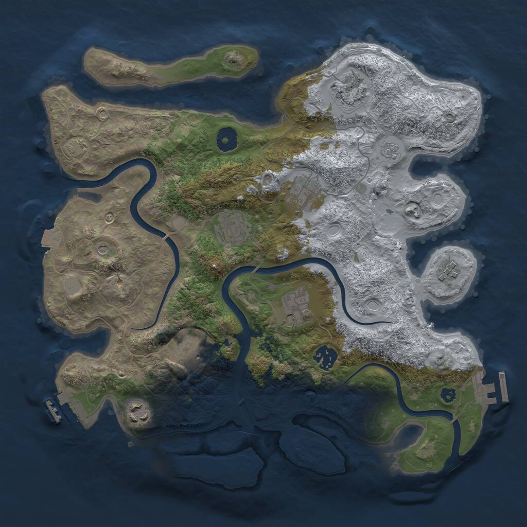 Rust Map: Procedural Map, Size: 3450, Seed: 47212923, 14 Monuments