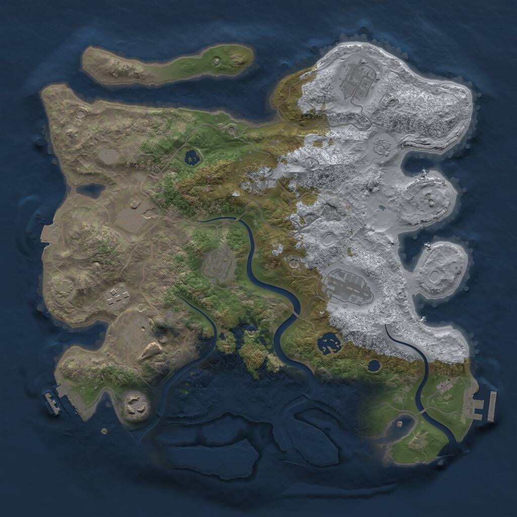 Rust Map: Procedural Map, Size: 3450, Seed: 47212923, 15 Monuments