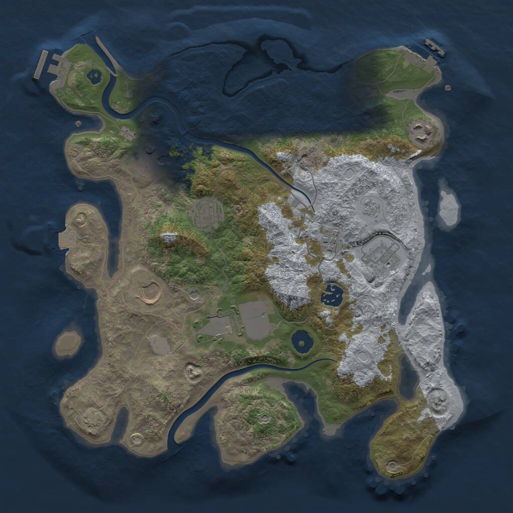 Rust Map: Procedural Map, Size: 3500, Seed: 1283150885, 14 Monuments