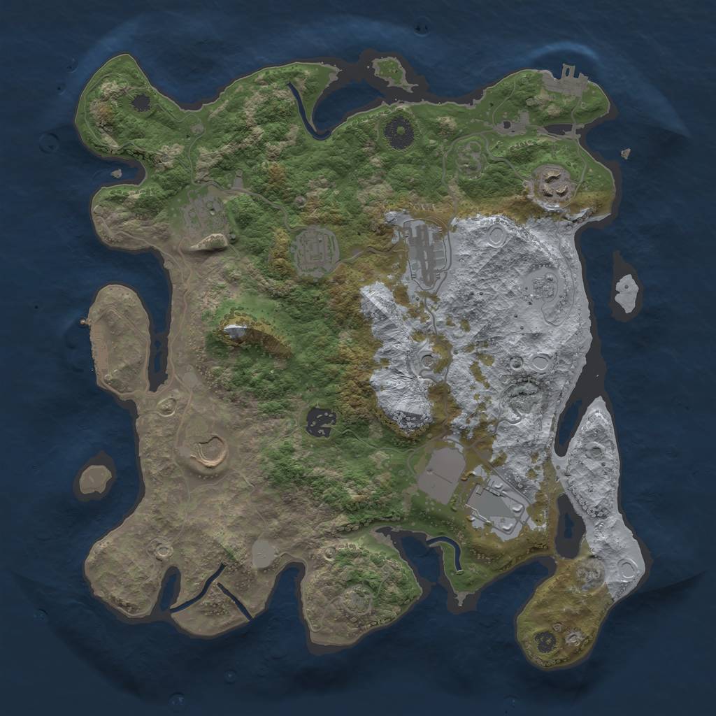 Rust Map: Procedural Map, Size: 3500, Seed: 1283150885, 15 Monuments