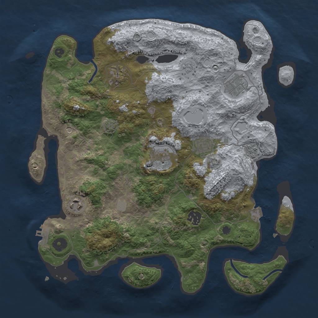 Rust Map: Procedural Map, Size: 3450, Seed: 92602647, 14 Monuments