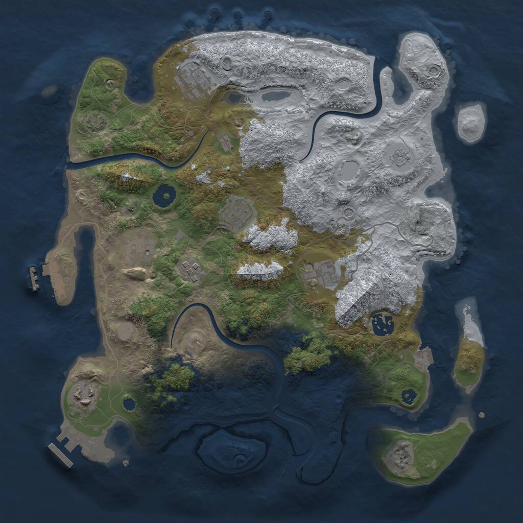 Rust Map: Procedural Map, Size: 3450, Seed: 92602647, 13 Monuments