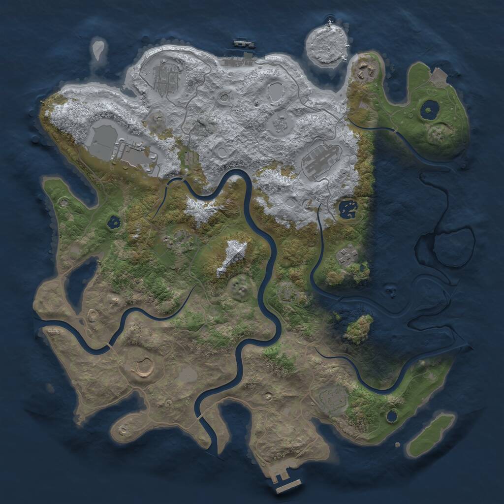 Rust Map: Procedural Map, Size: 3900, Seed: 16980371, 15 Monuments