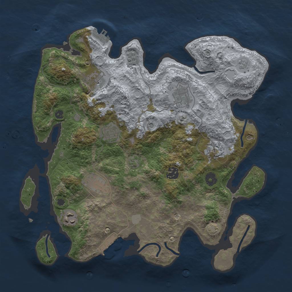 Rust Map: Procedural Map, Size: 3450, Seed: 10505210, 16 Monuments