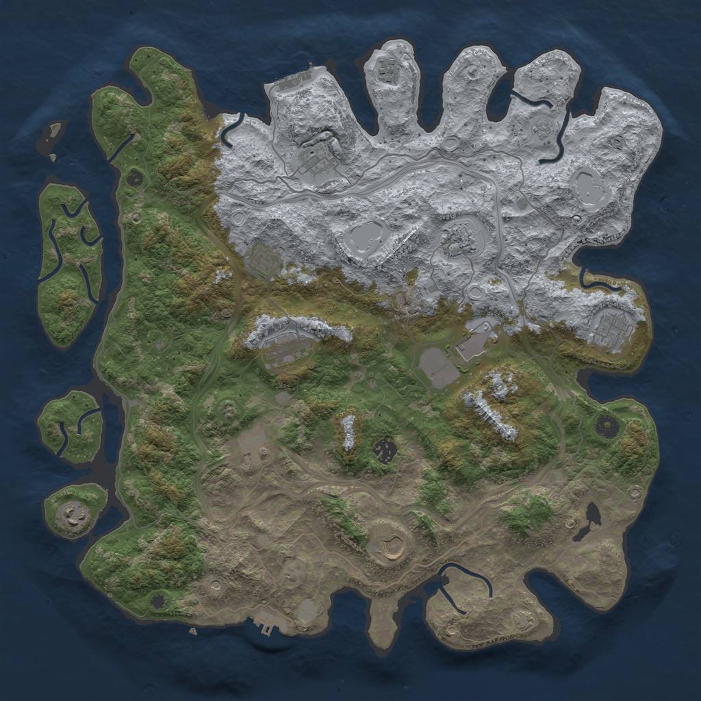 Rust Map: Procedural Map, Size: 4500, Seed: 648303, 19 Monuments
