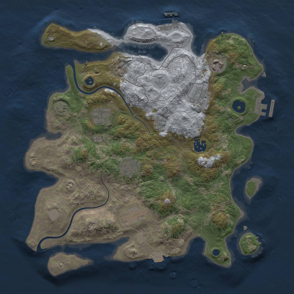 Rust Map: Procedural Map, Size: 3400, Seed: 11386580, 12 Monuments