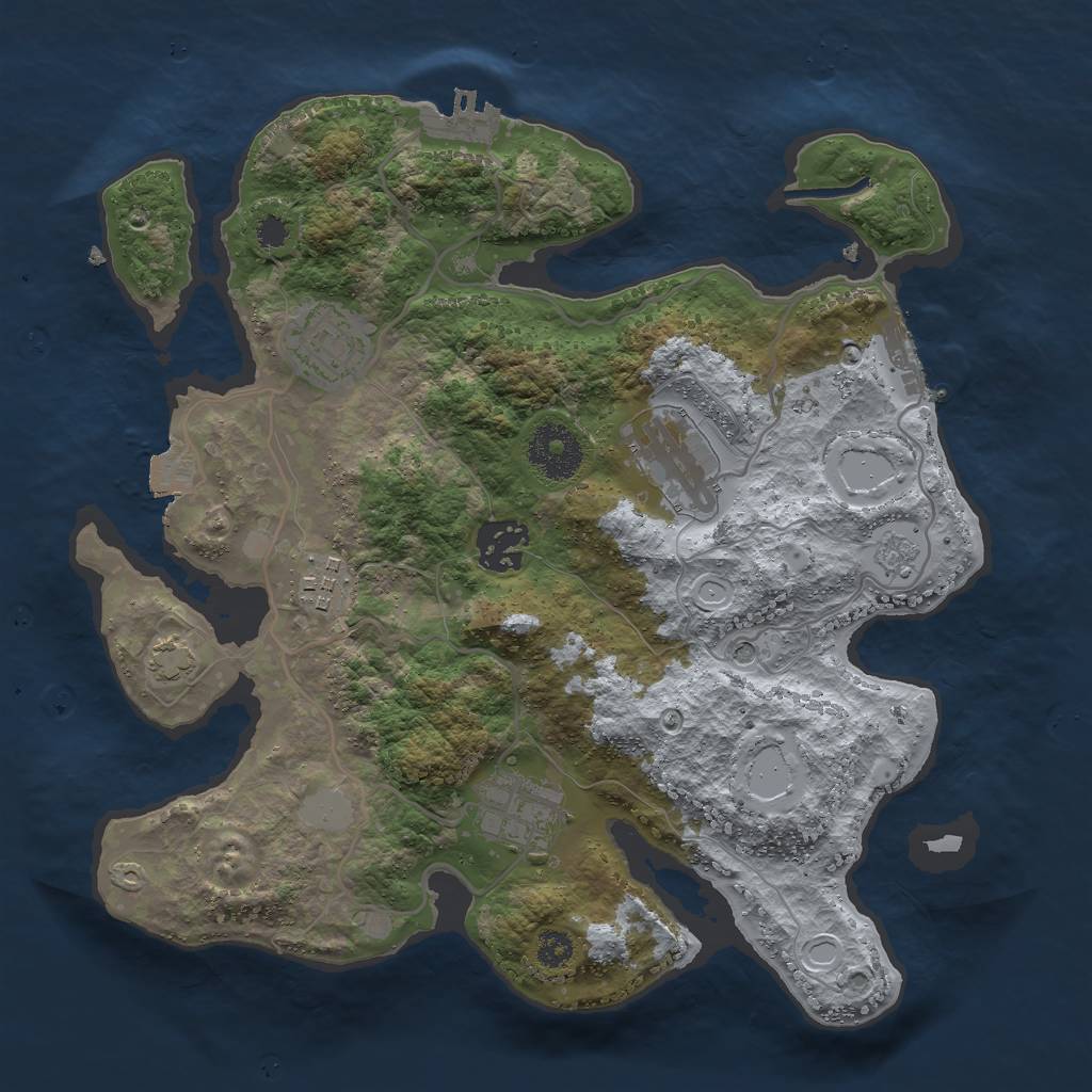Rust Map: Procedural Map, Size: 3000, Seed: 20340892, 13 Monuments