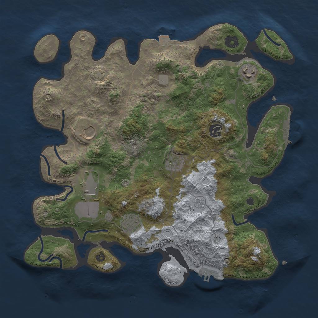 Rust Map: Procedural Map, Size: 3500, Seed: 928659176, 14 Monuments