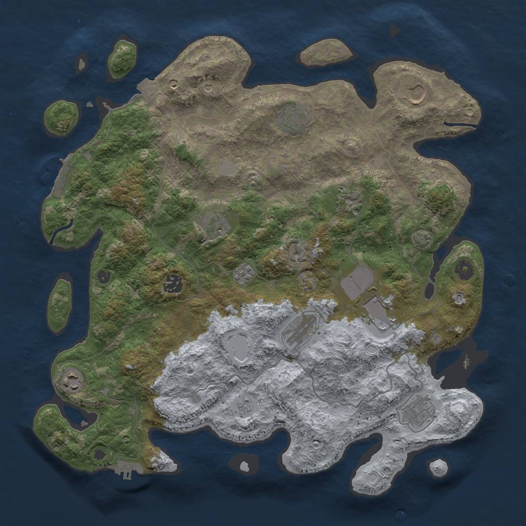 Rust Map: Procedural Map, Size: 4100, Seed: 11621776, 18 Monuments