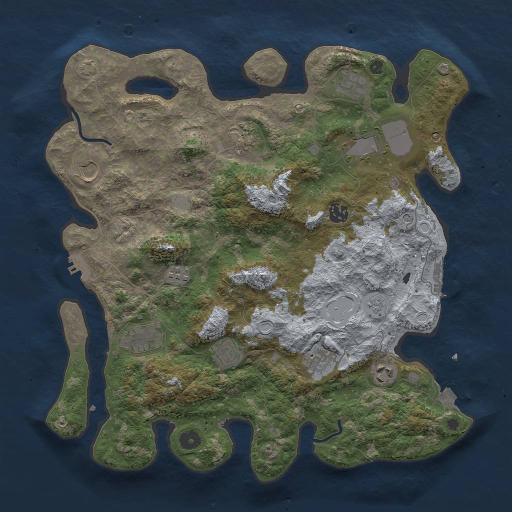 Rust Map: Procedural Map, Size: 3850, Seed: 1133205272, 18 Monuments