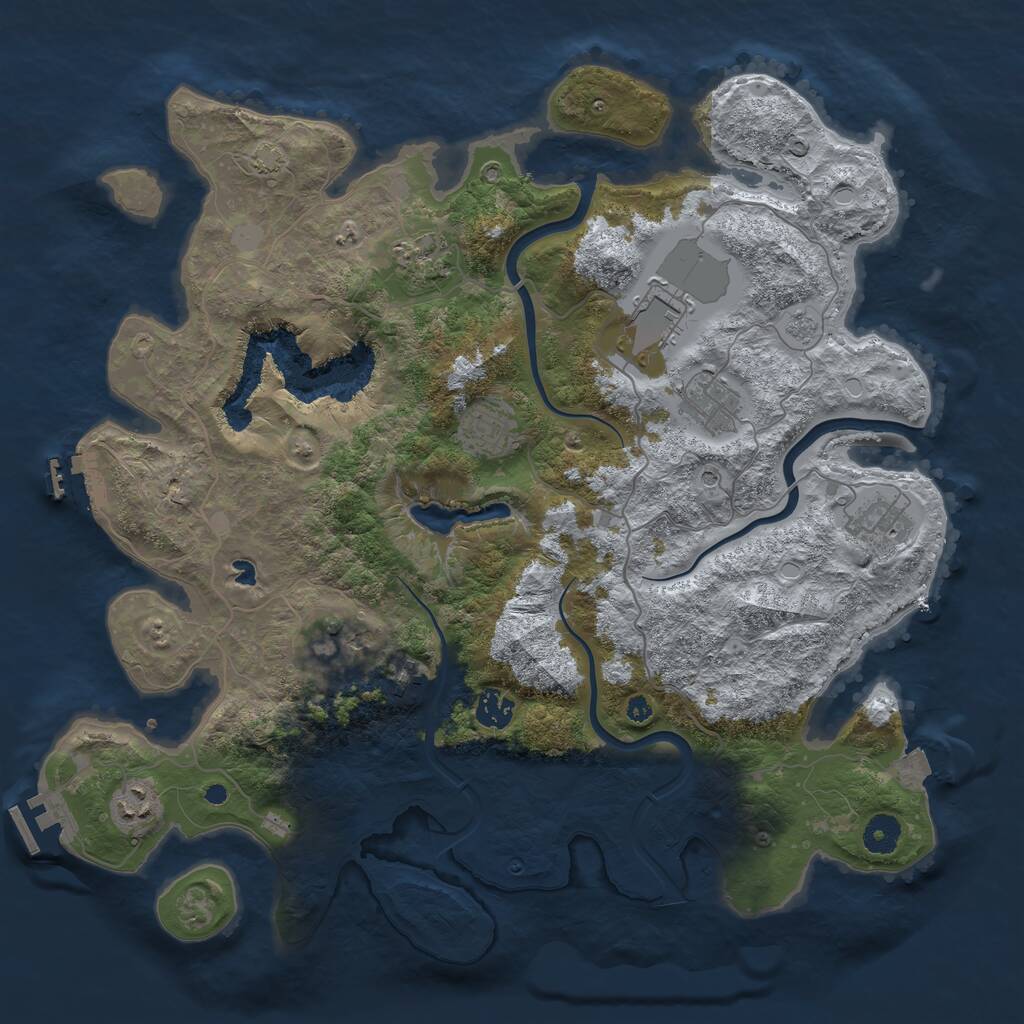 Rust Map: Procedural Map, Size: 4000, Seed: 1847, 15 Monuments