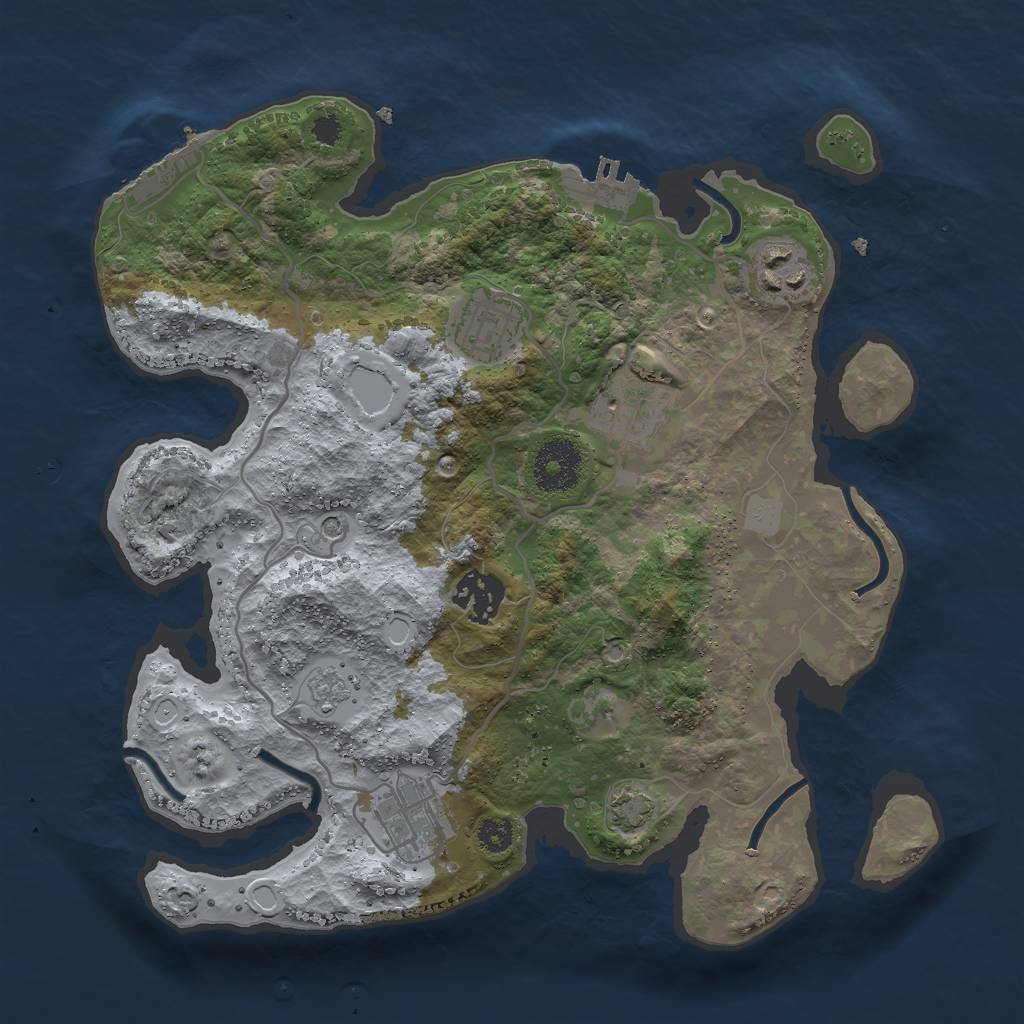 Rust Map: Procedural Map, Size: 3000, Seed: 801857359, 13 Monuments