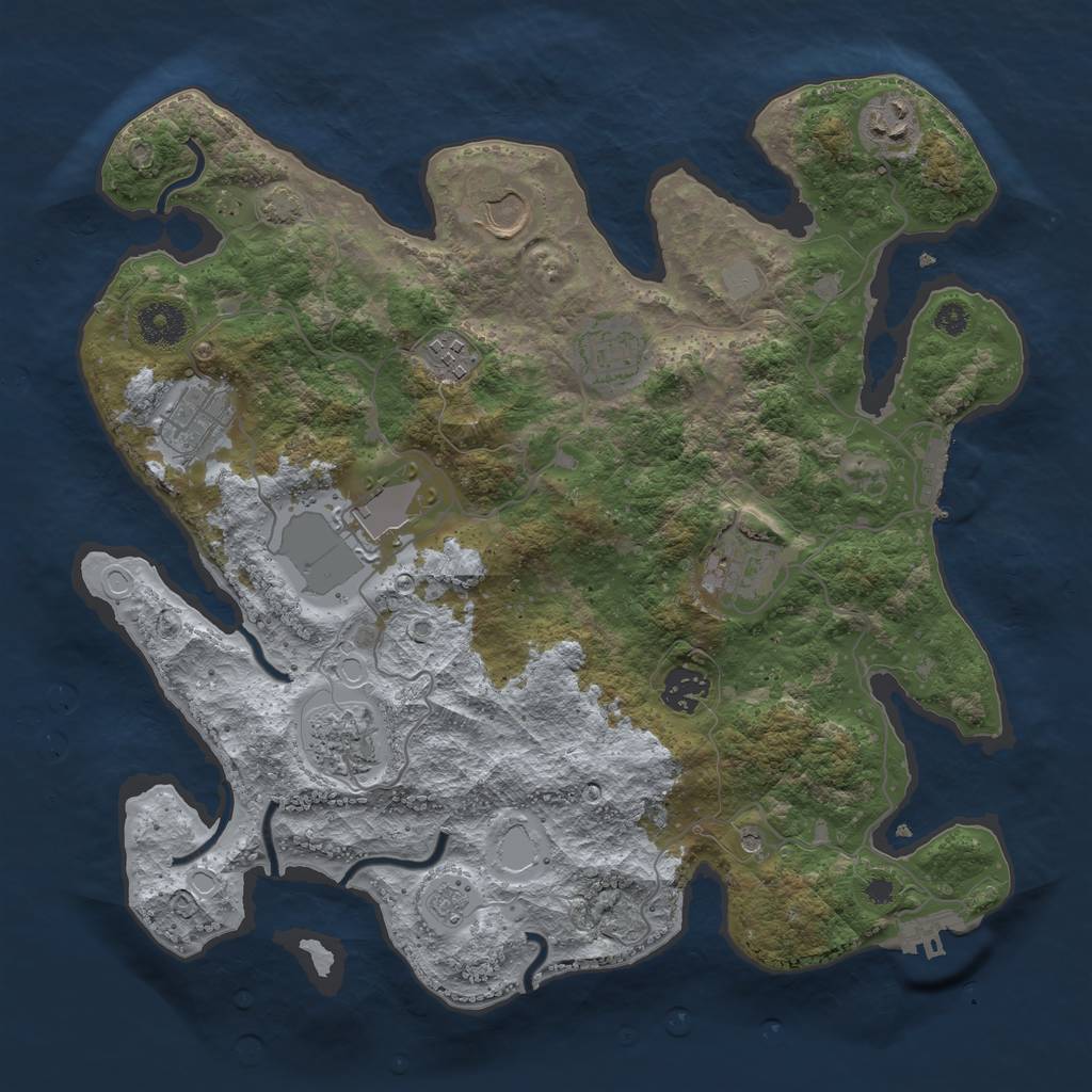 Rust Map: Procedural Map, Size: 3550, Seed: 23647032, 17 Monuments