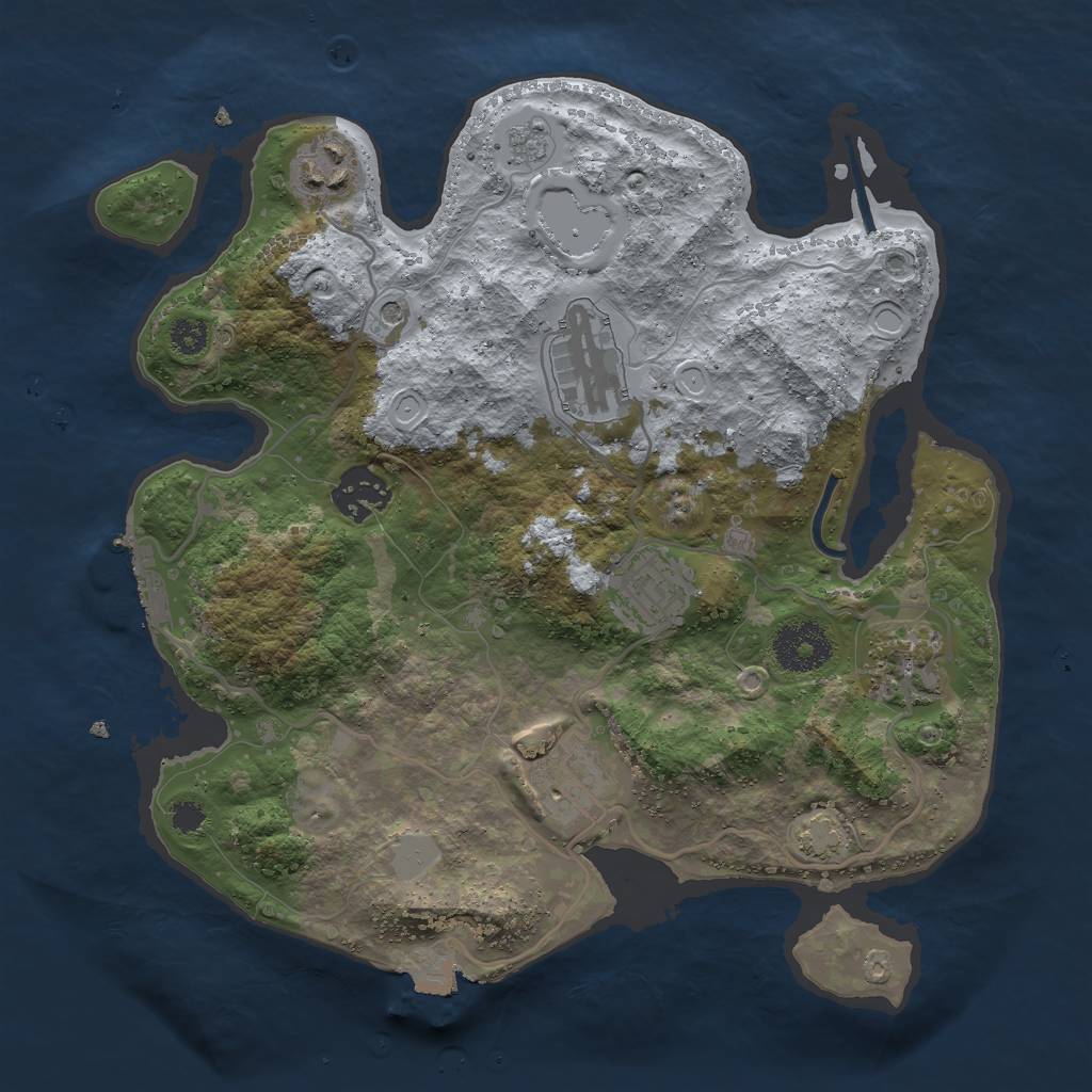 Rust Map: Procedural Map, Size: 3000, Seed: 1418381329, 13 Monuments