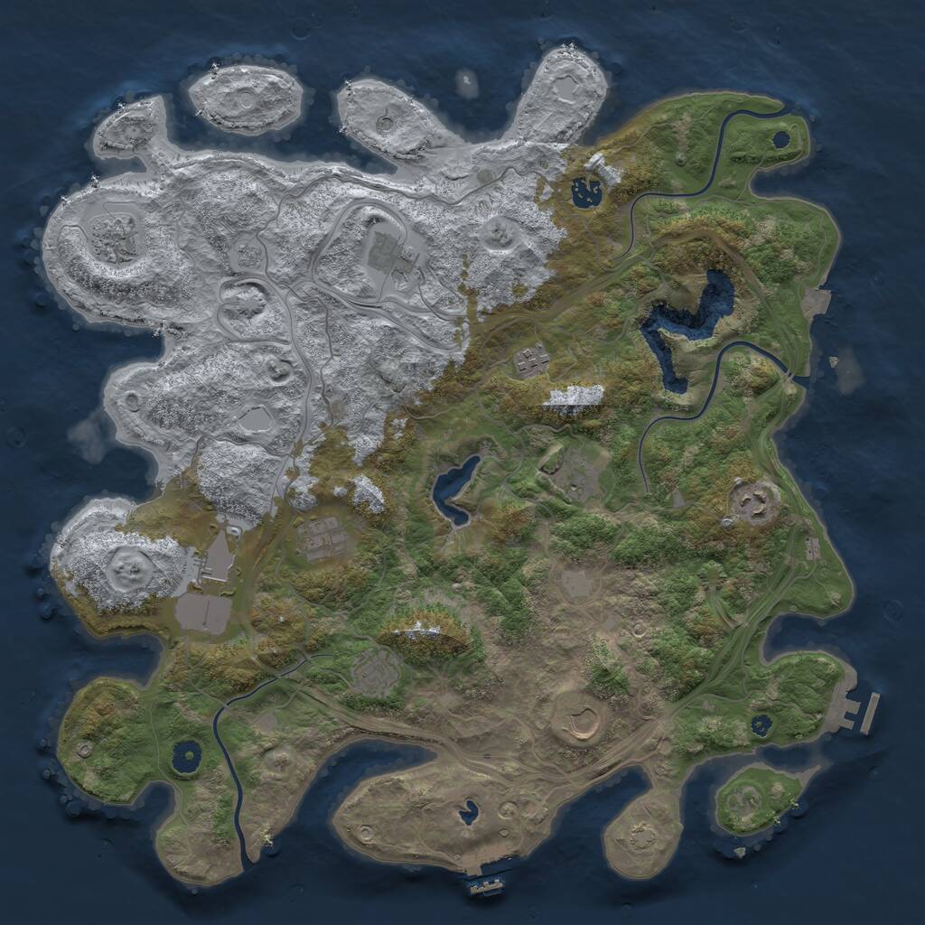 Rust Map: Procedural Map, Size: 4400, Seed: 853591894, 16 Monuments
