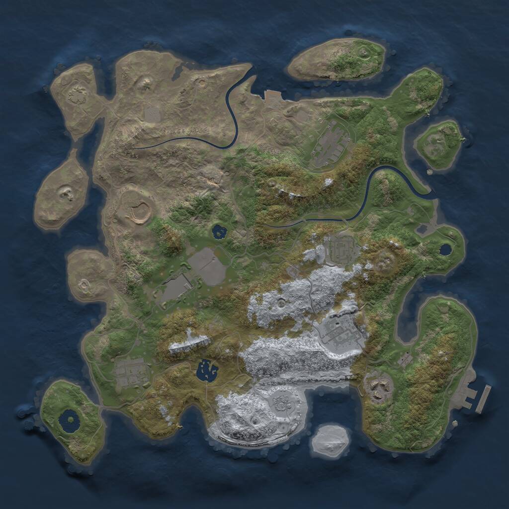 Rust Map: Procedural Map, Size: 3500, Seed: 969220391, 12 Monuments
