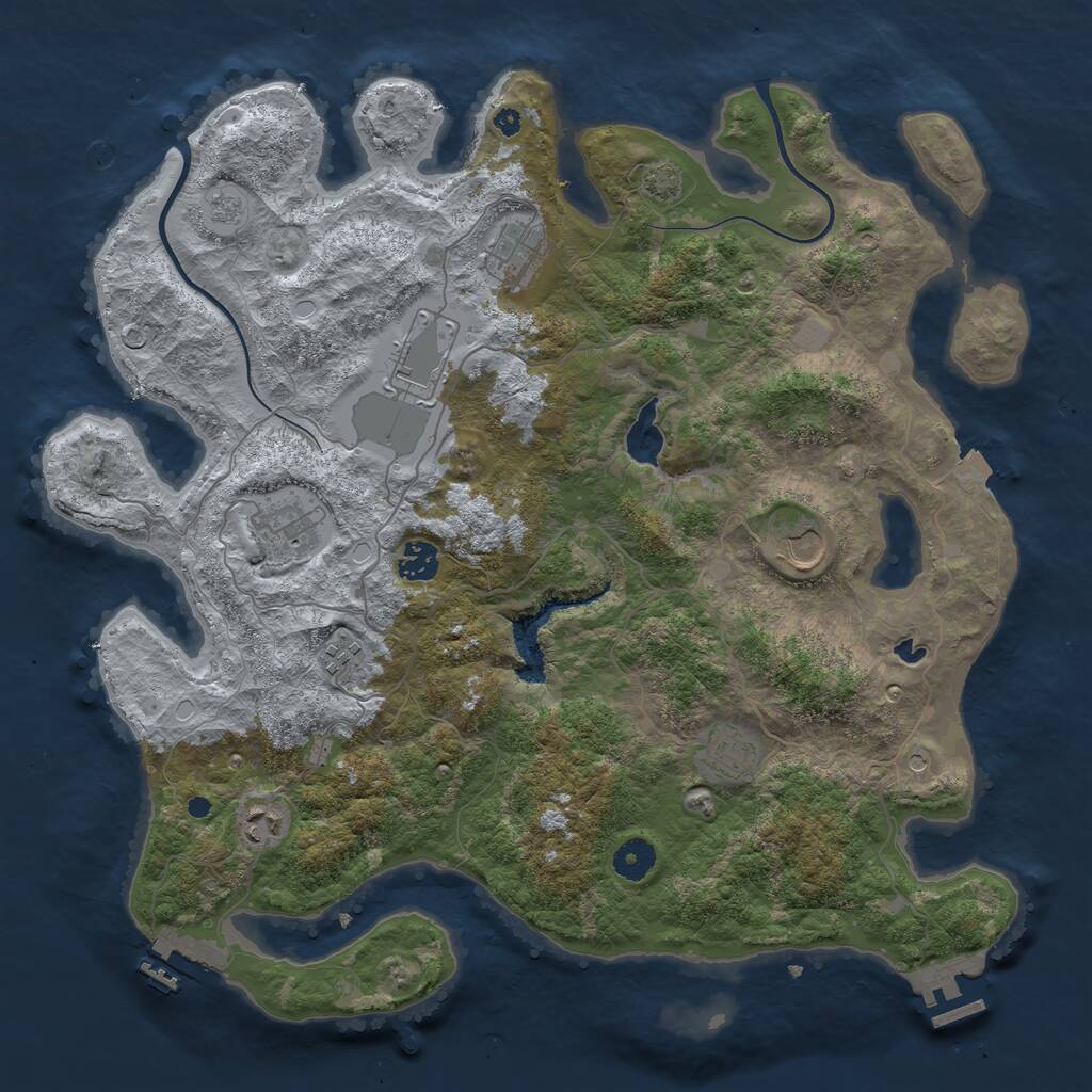 Rust Map: Procedural Map, Size: 4000, Seed: 83464, 14 Monuments