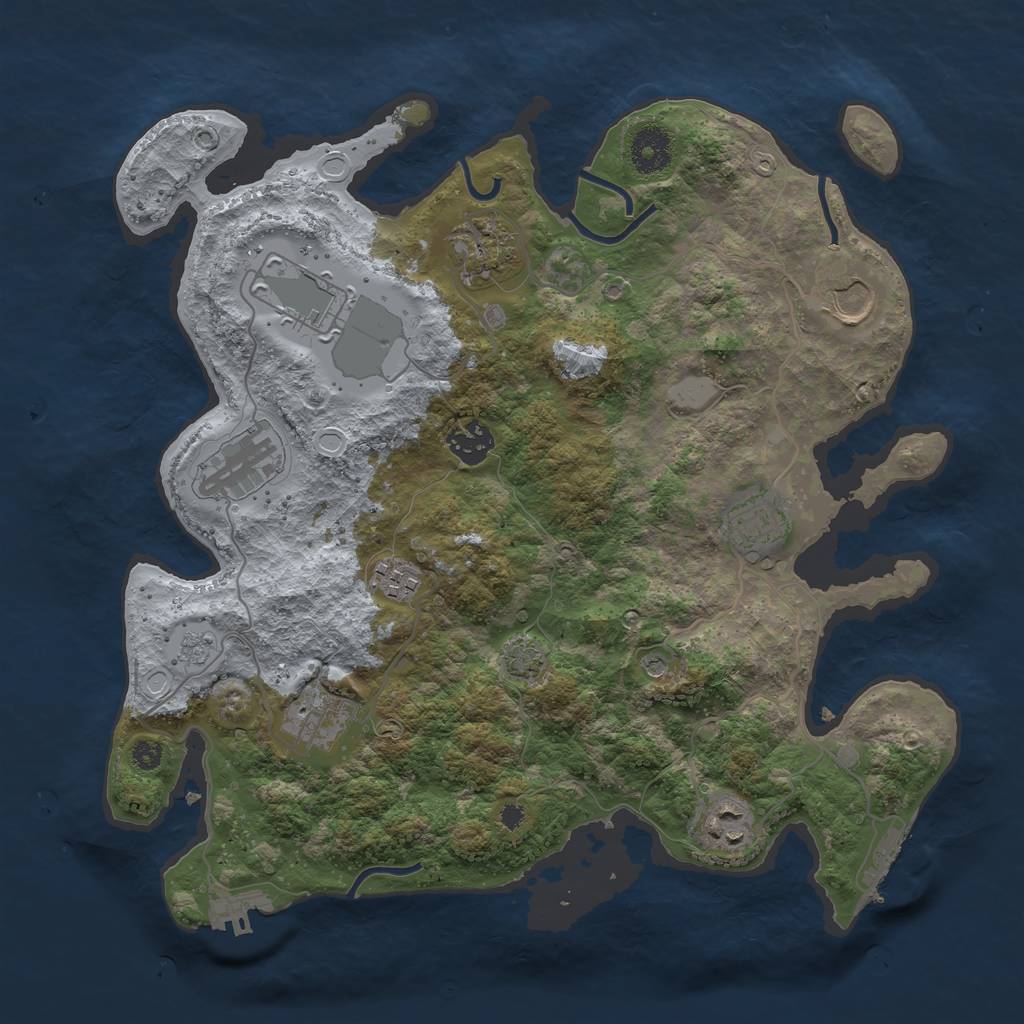 Rust Map: Procedural Map, Size: 3500, Seed: 1749454238, 17 Monuments