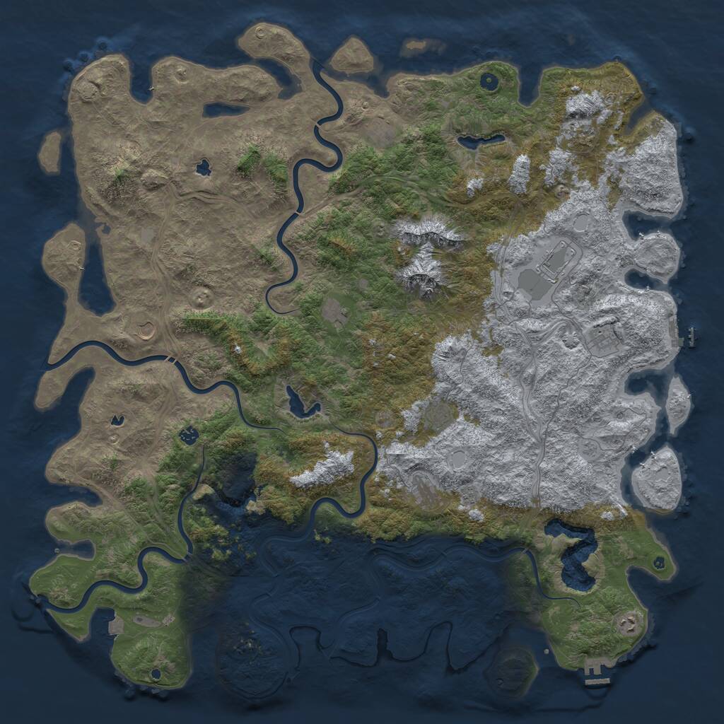 Rust Map: Procedural Map, Size: 6000, Seed: 1939061016, 17 Monuments
