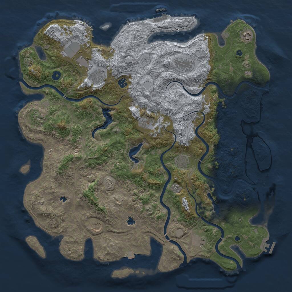 Rust Map: Procedural Map, Size: 4800, Seed: 373531432, 17 Monuments