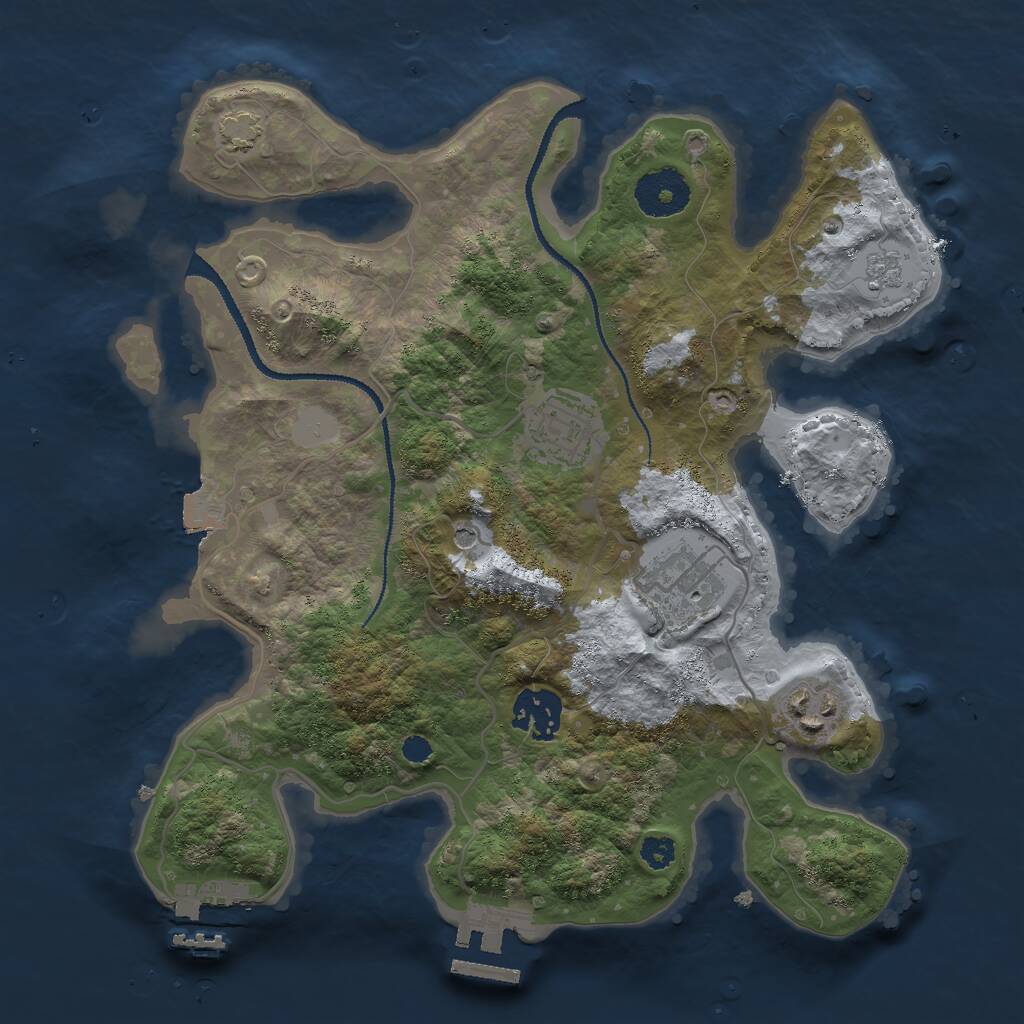 Rust Map: Procedural Map, Size: 3000, Seed: 392416, 10 Monuments