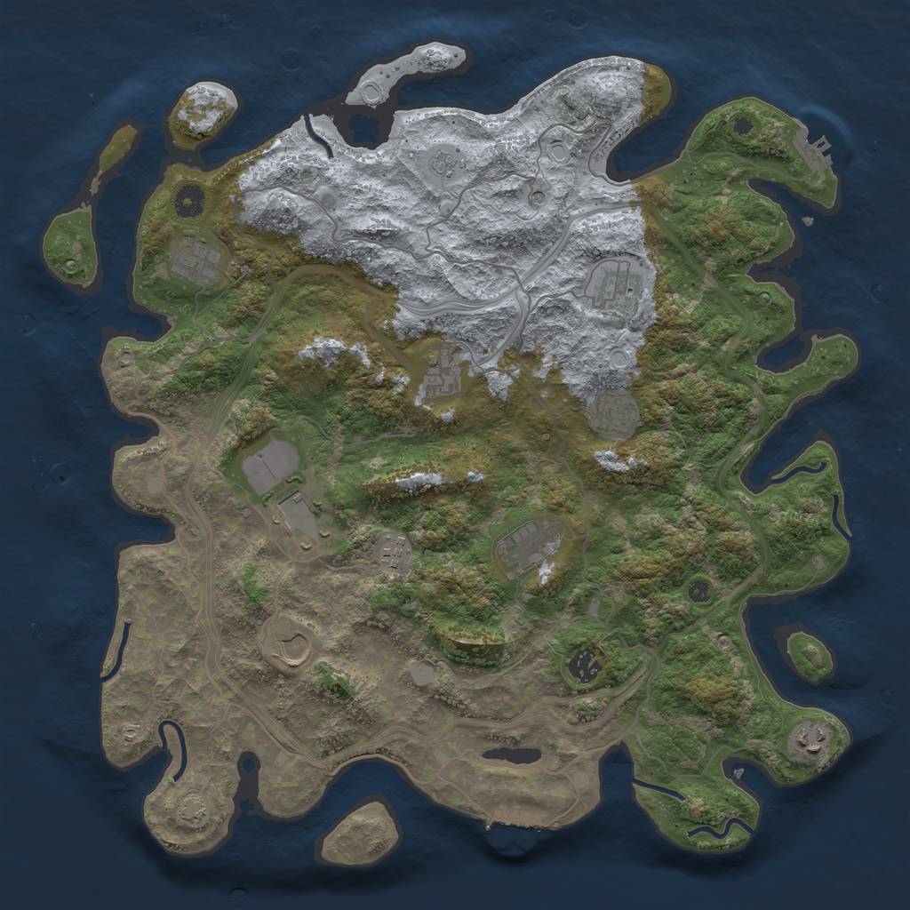 Rust Map: Procedural Map, Size: 4250, Seed: 672494025, 18 Monuments