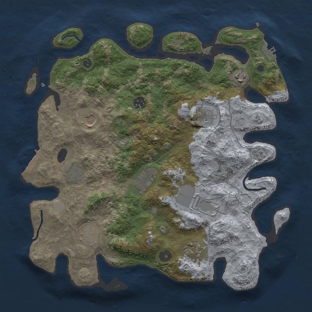 Rust Map: Procedural Map, Size: 3800, Seed: 5212082, 18 Monuments
